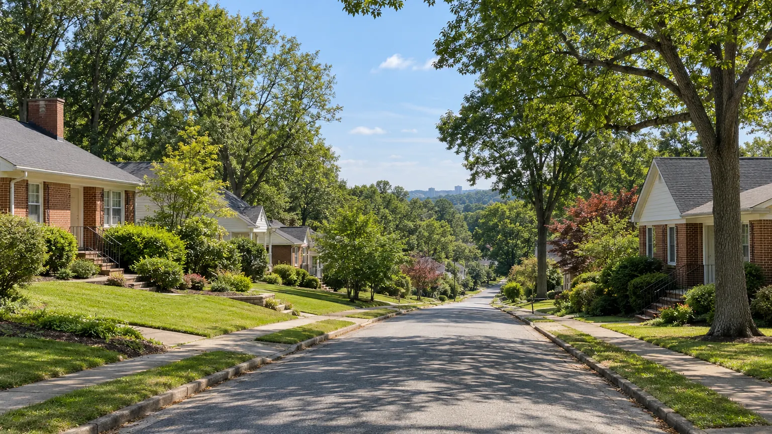 Typical neighborhood street in the Winston-Salem area